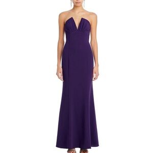 Liv Foster Purple Strapless Plunge Evening Gown Size 10 NWT Formal Dress GALA